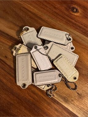 COACH 10 random Cream/white Leather hang tag bundle